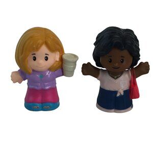Fisher Price Little People Mom w/Coffee Cup & African American w/Purse Figures